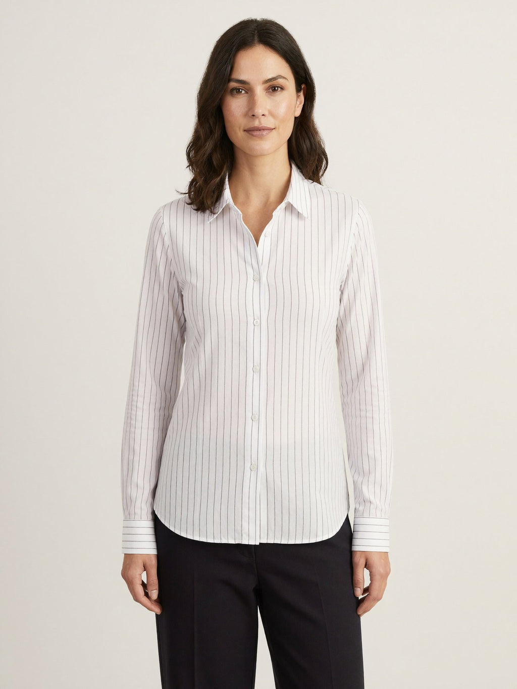 Imogen silk striped shirt side view