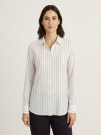 Imogen silk striped shirt 3/4 view