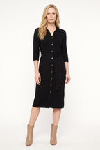 Isaline Button Dress Black