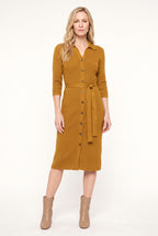 Isaline Button Dress Earth Yellow