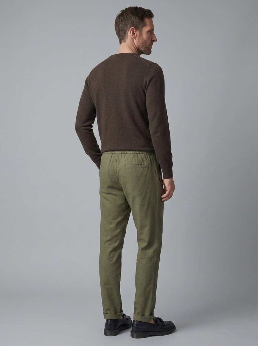 Isidore Cotton-Linen Trousers - three-quarter back