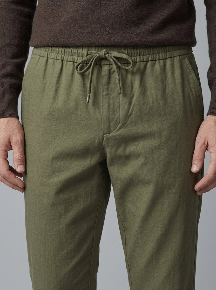 Isidore Cotton-Linen Trousers - waist close-up
