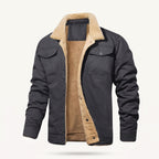 Joel sherpa utility jacket charcoal front