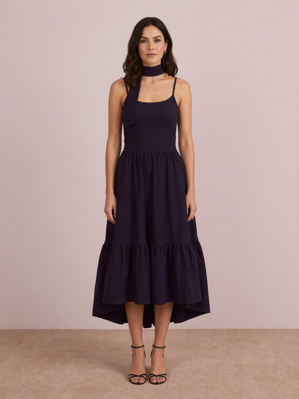 Juno Navy Midi Dress back view