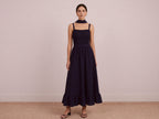 Juno Navy Midi Dress detail