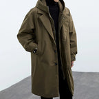 Kenson hooded long overcoat in army green