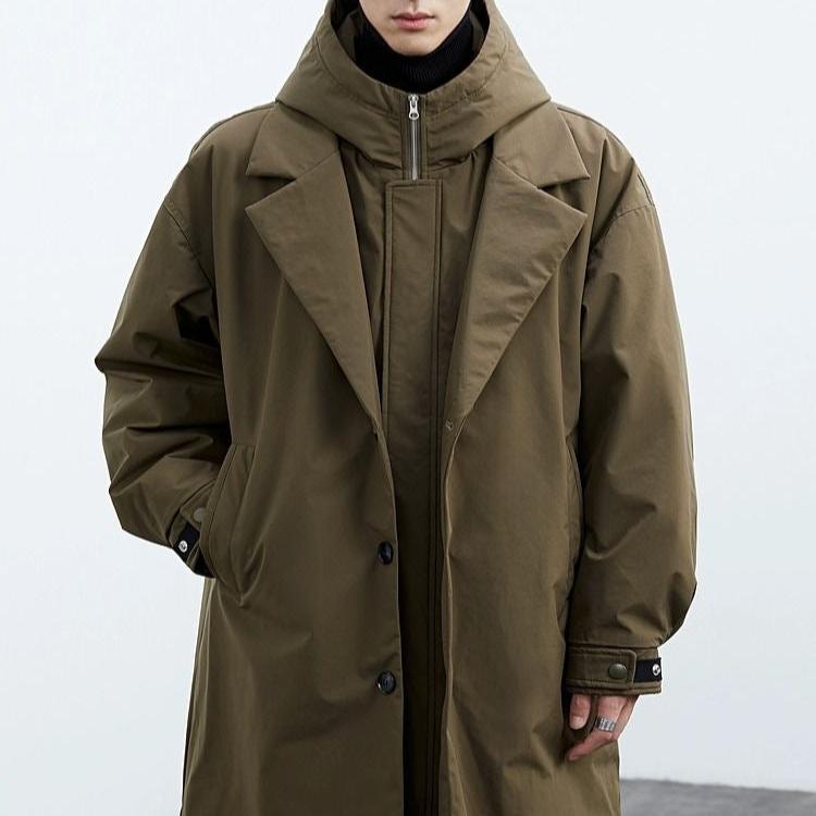 Kenson hooded long overcoat, detail of the hood