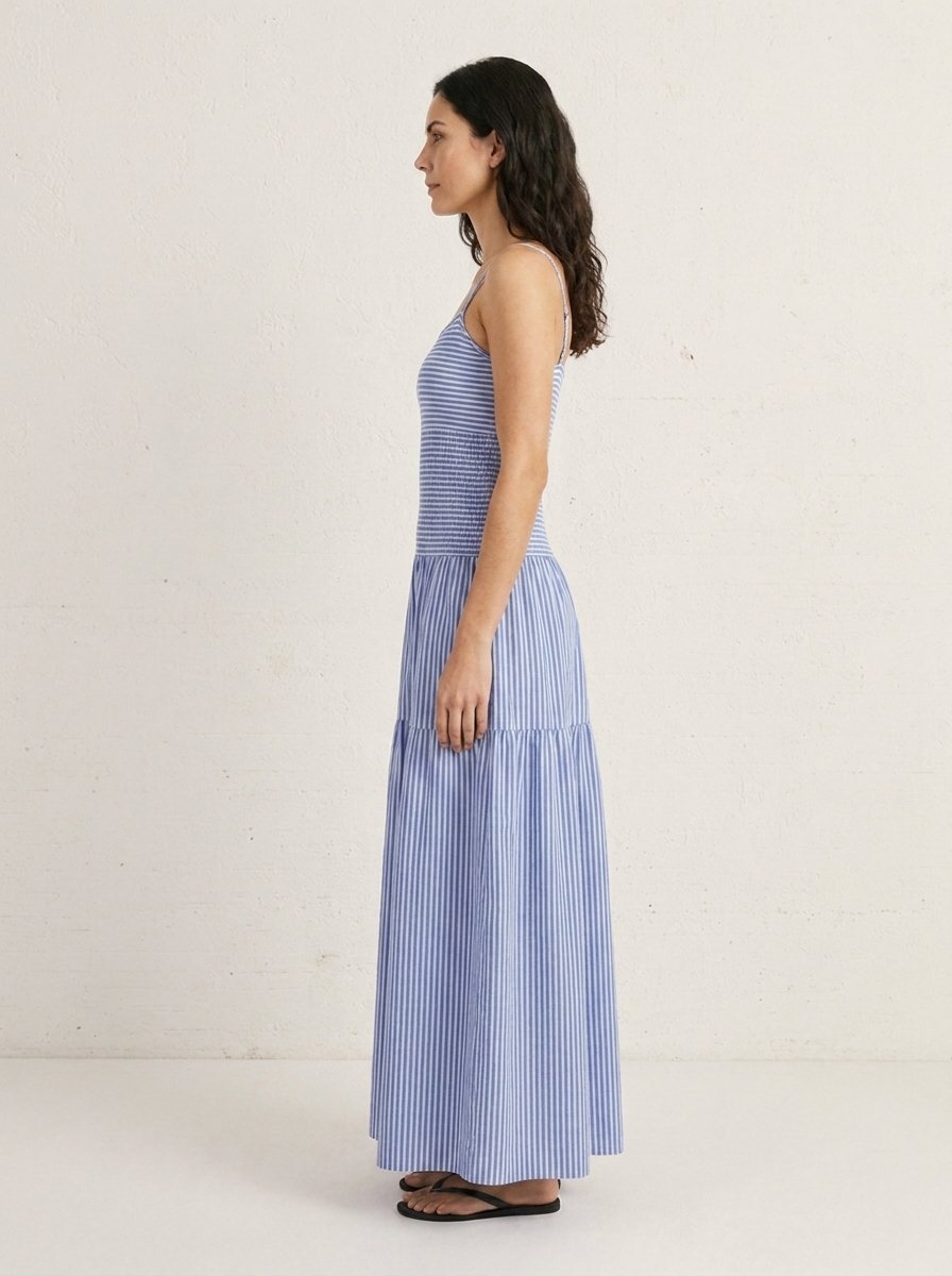 Lachlan striped maxi dress side view