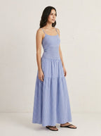 Lachlan striped maxi dress 3/4 view