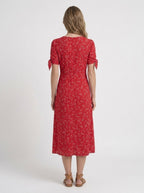 Liora Red Floral Midi Dress - back