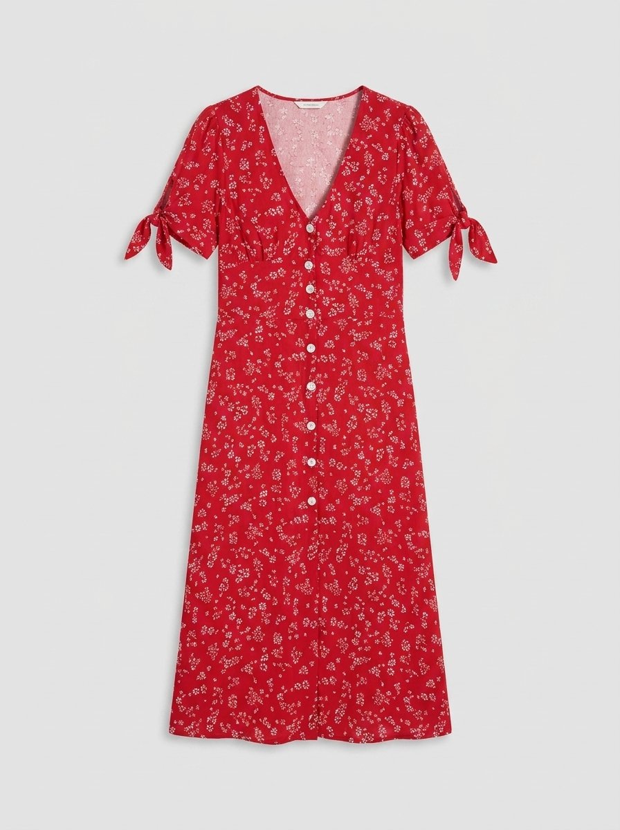 Liora Red Floral Midi Dress - product only