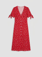 Liora Red Floral Midi Dress - product only