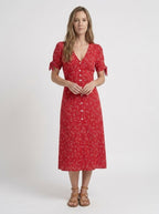 Liora Red Floral Midi Dress - front alt