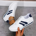 Lioro white retro runner sneakers with navy side panels, image 2