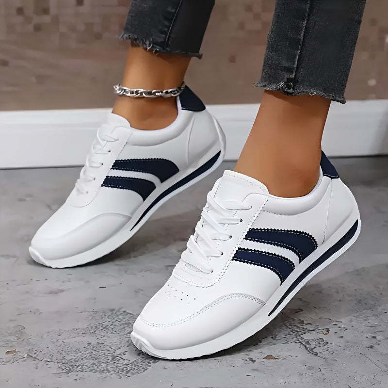 Lioro white retro runner sneakers with navy side panels, image 3