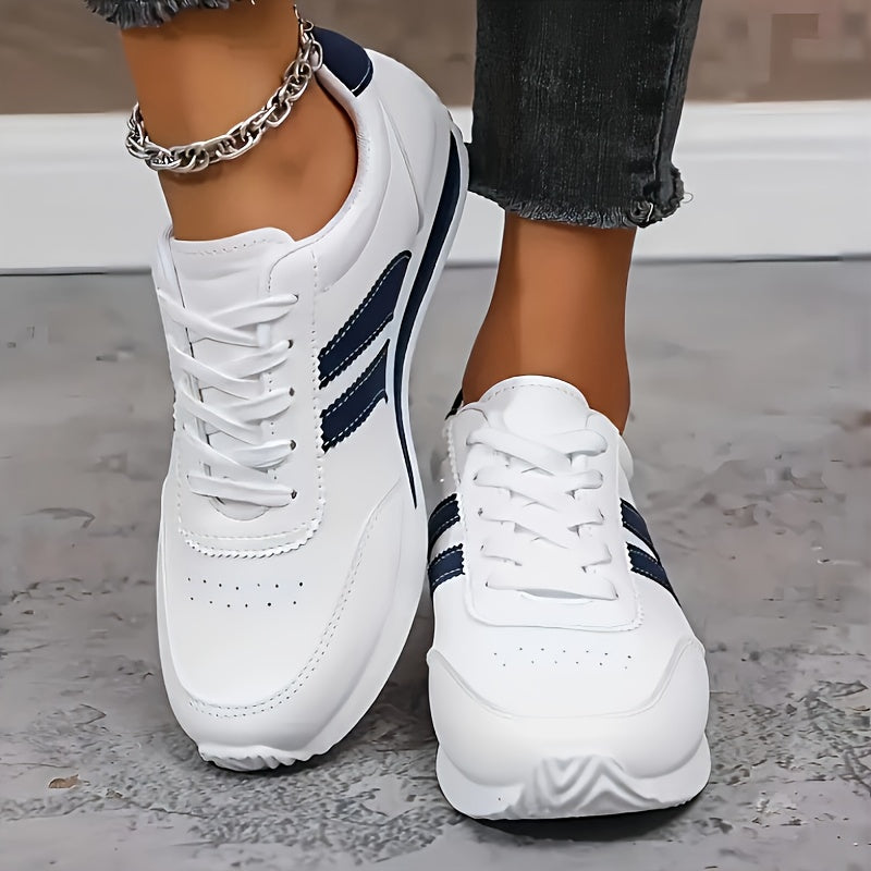 Lioro white retro runner sneakers with navy side panels, image 5