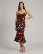 Lorena Floral Lace Sweetheart Corset Midi Dress - front master