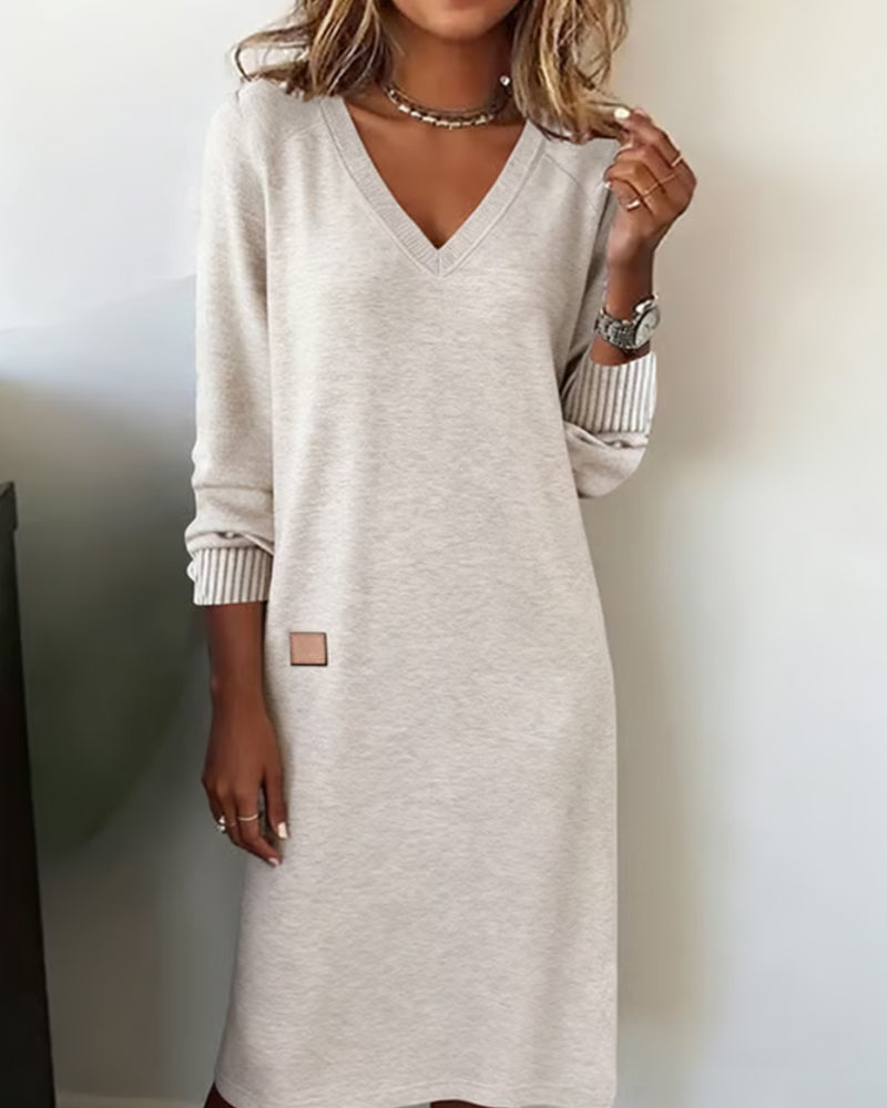 Lorraine knitted V-neck sweater dress for women