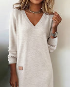 Lorraine knitted V-neck sweater dress for women, image 3