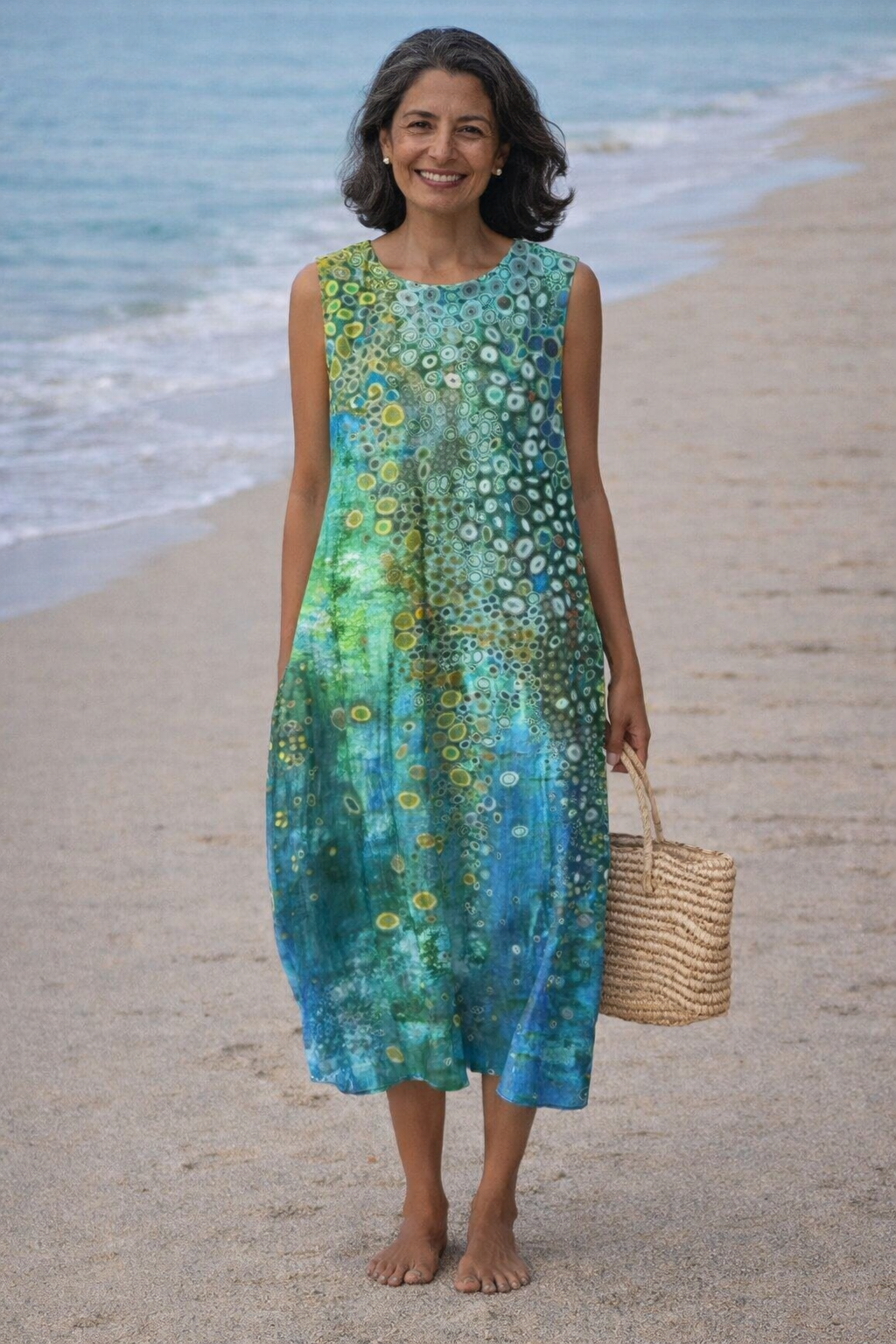Loua reef print midi dress, front view