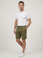 Marcellus Pleated Herringbone Linen Shorts - front