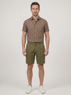 Marcellus Pleated Herringbone Linen Shorts - styled with shirt