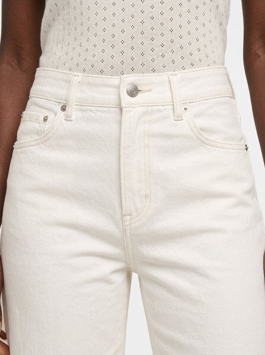 Marlowe wide leg jeans waistband detail
