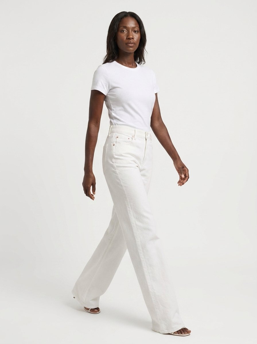 Marlowe wide leg jeans walking