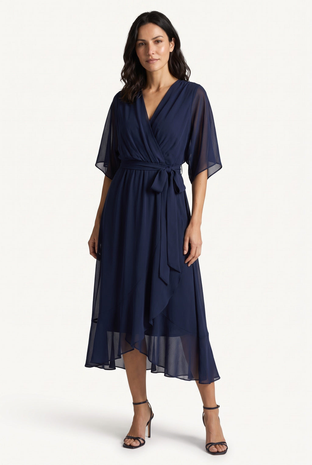Marta Chiffon Dress Navy Blue