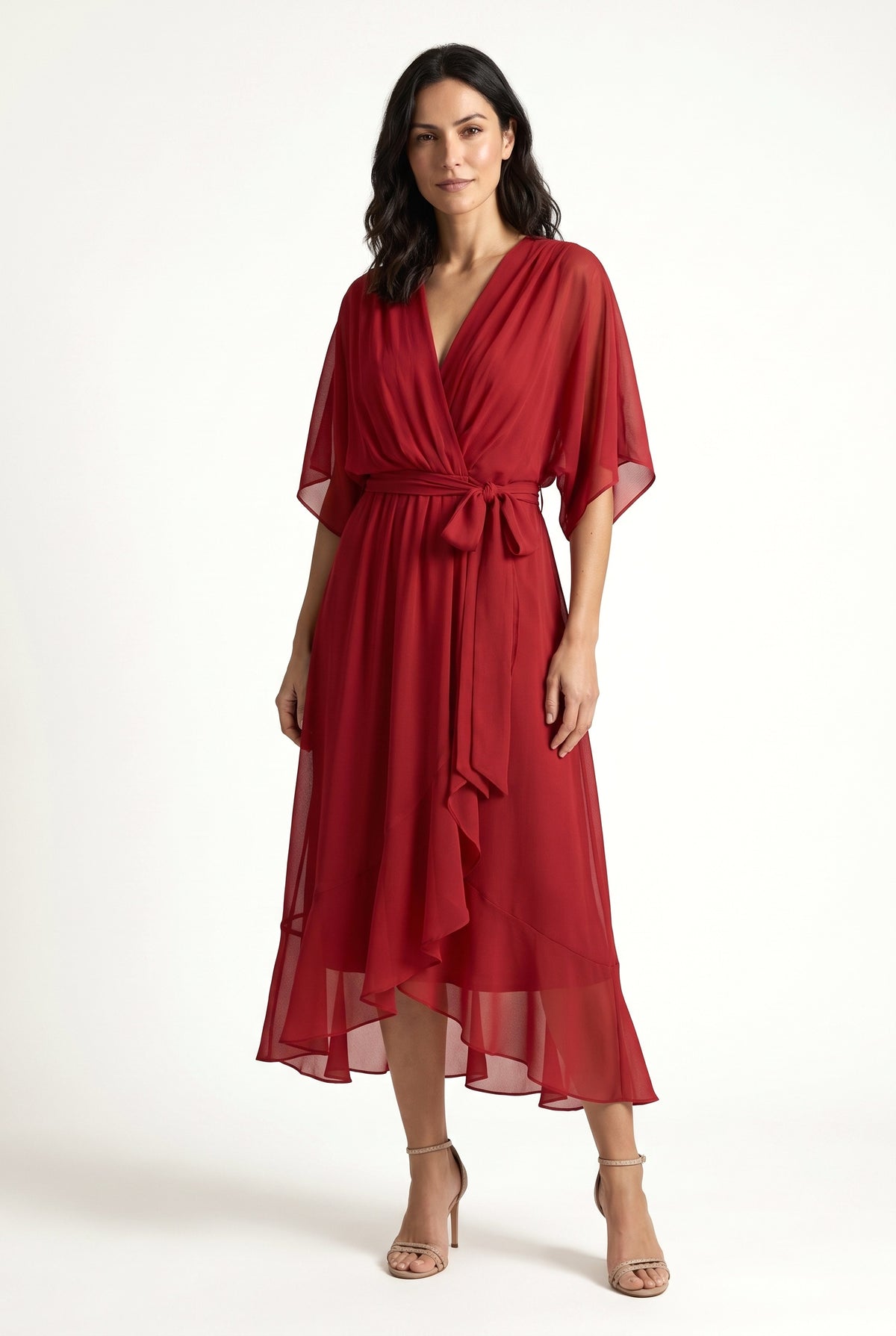 Marta Chiffon Dress Red