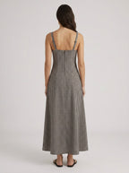 Matilda ink check midi dress, back view