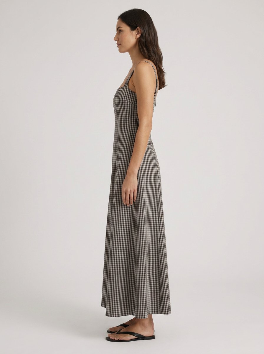 Matilda ink check midi dress, side view