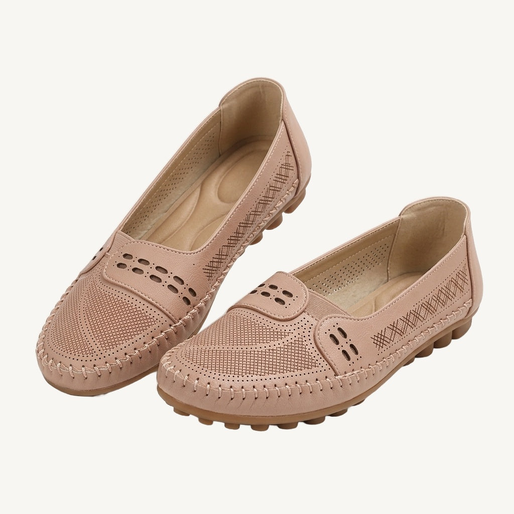 Slip-on loafer shoes light pink
