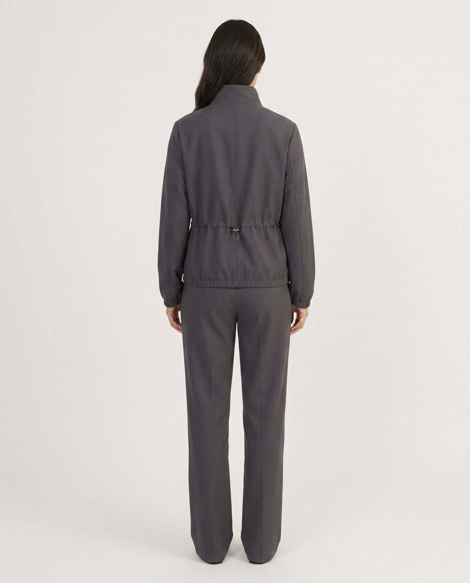 Miles vegan wool funnel neck jacket back