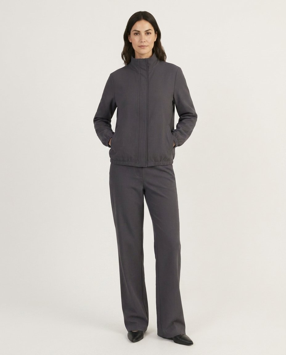 Miles vegan wool funnel neck jacket front