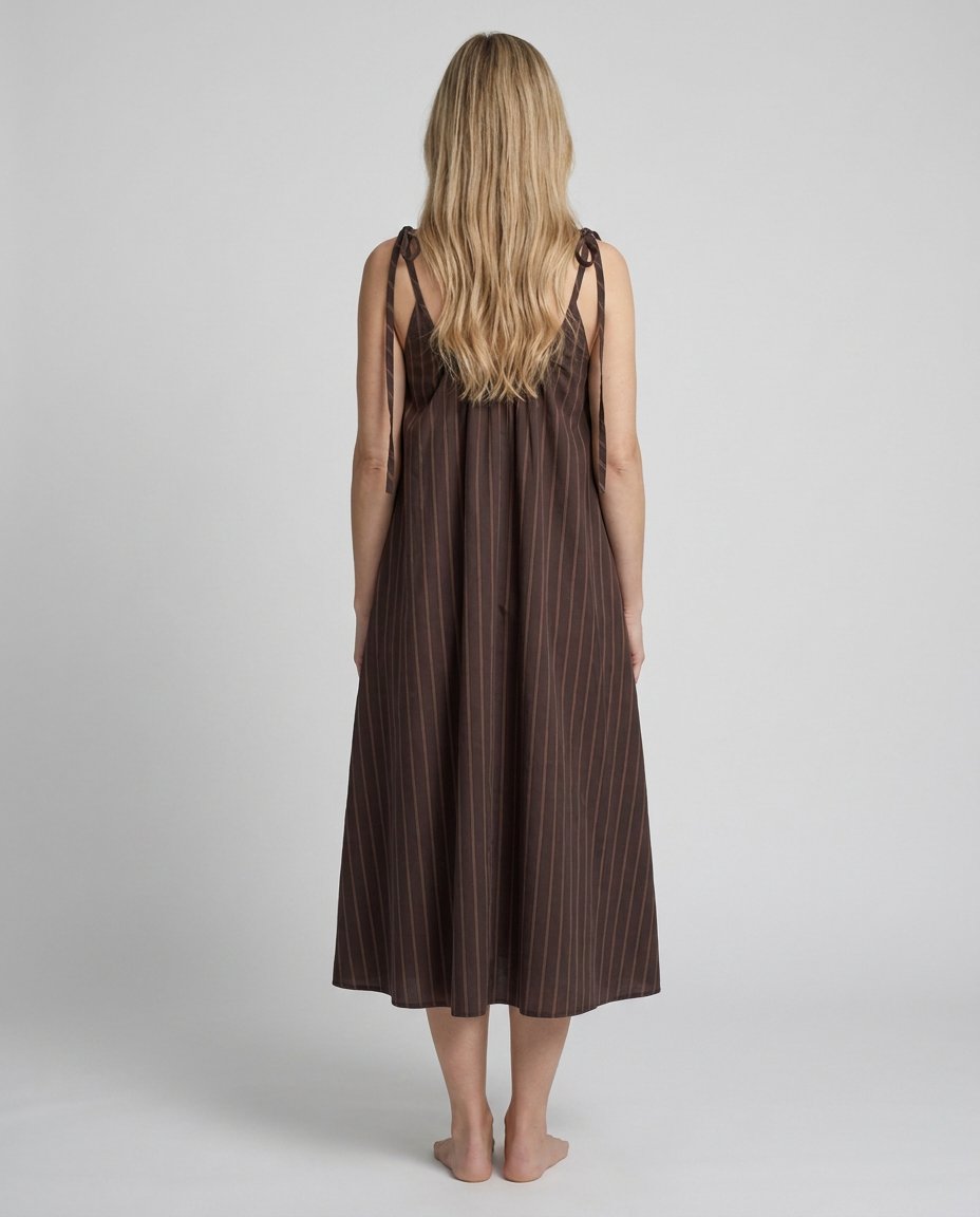 Mireille Sleeveless Choc Stripe Midi Dress 2
