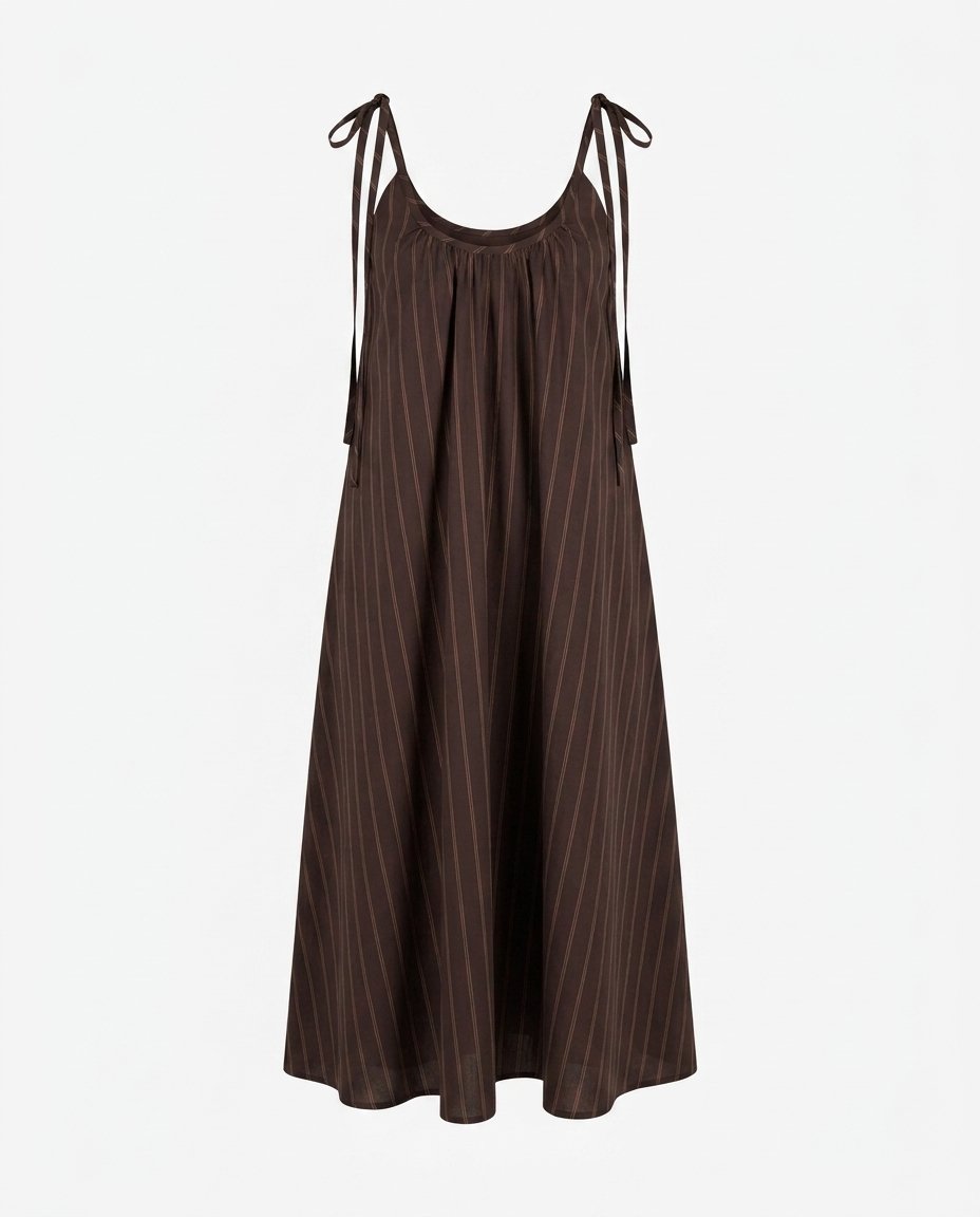 Mireille Sleeveless Choc Stripe Midi Dress 4