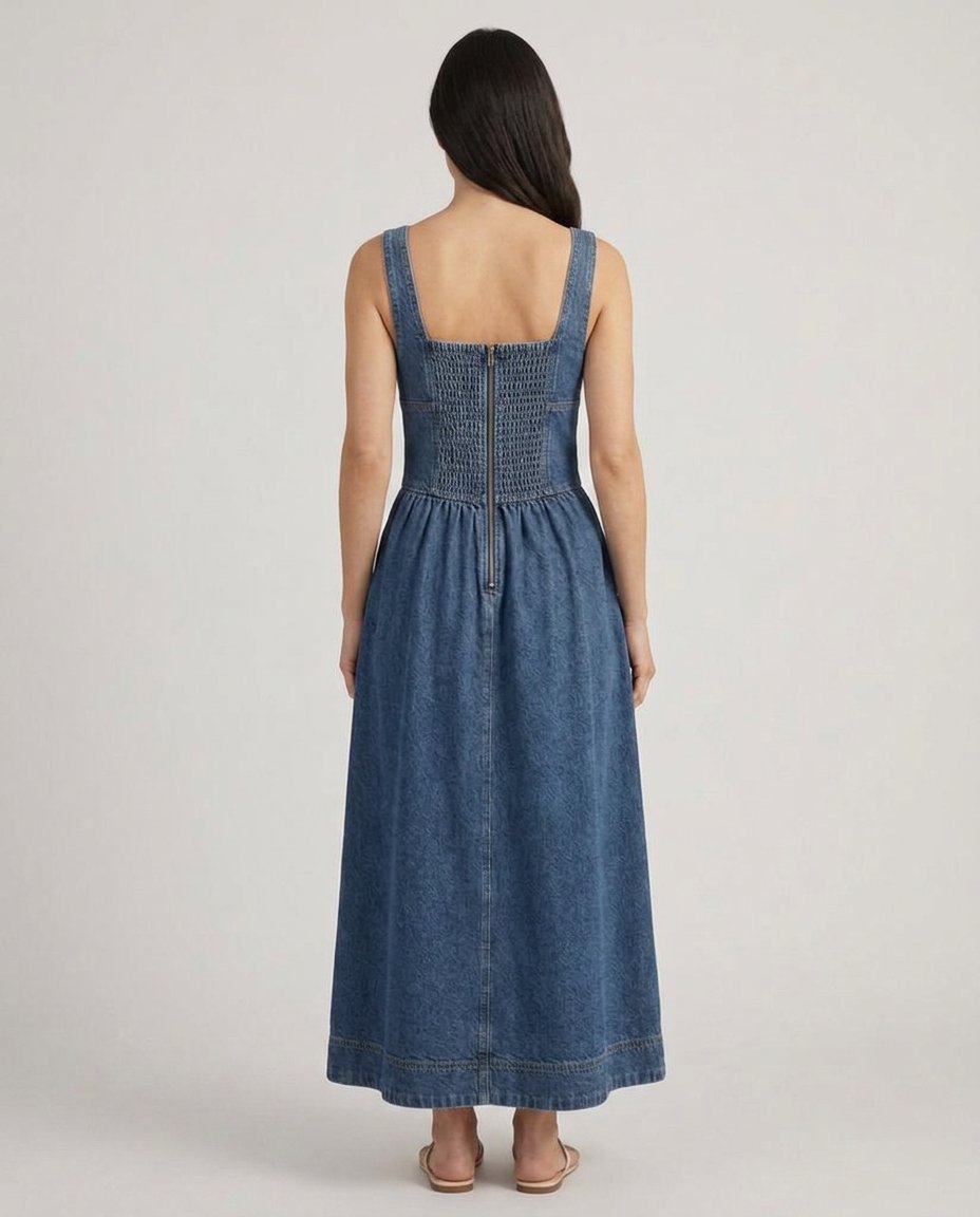 Mireille Denim Maxi Dress - back