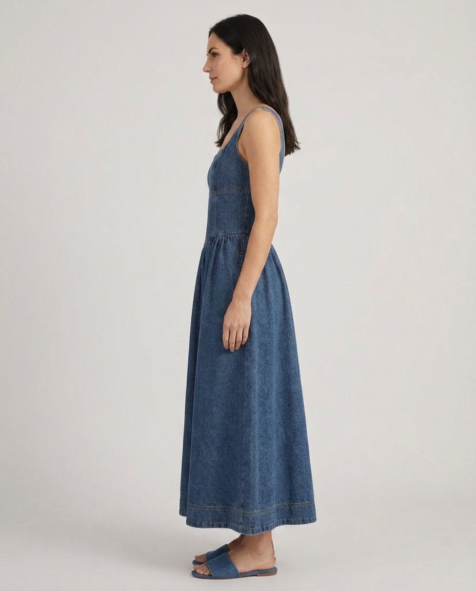 Mireille Denim Maxi Dress - side