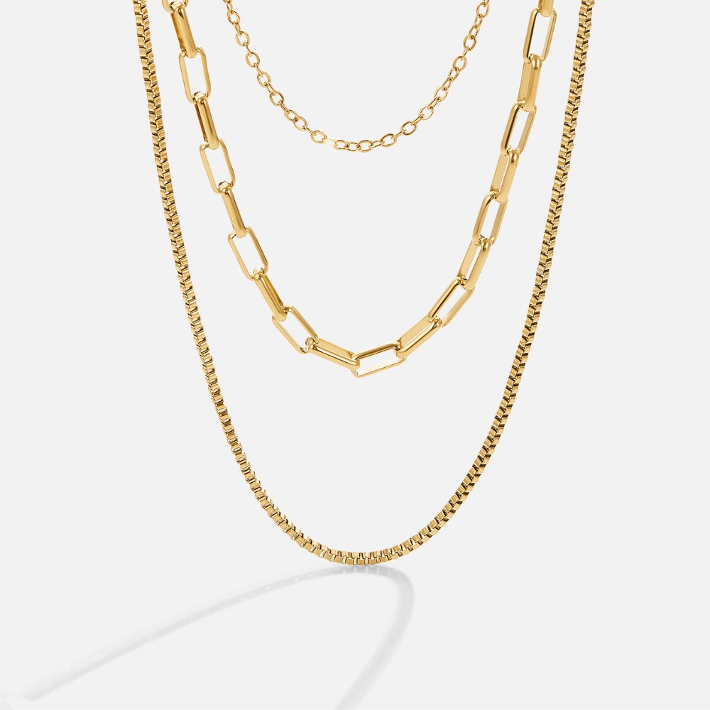 Miya layered chain necklace in gold-tone stainless steel, image 4