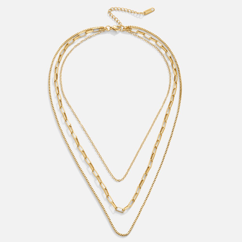 Miya layered chain necklace in gold-tone stainless steel, image 5