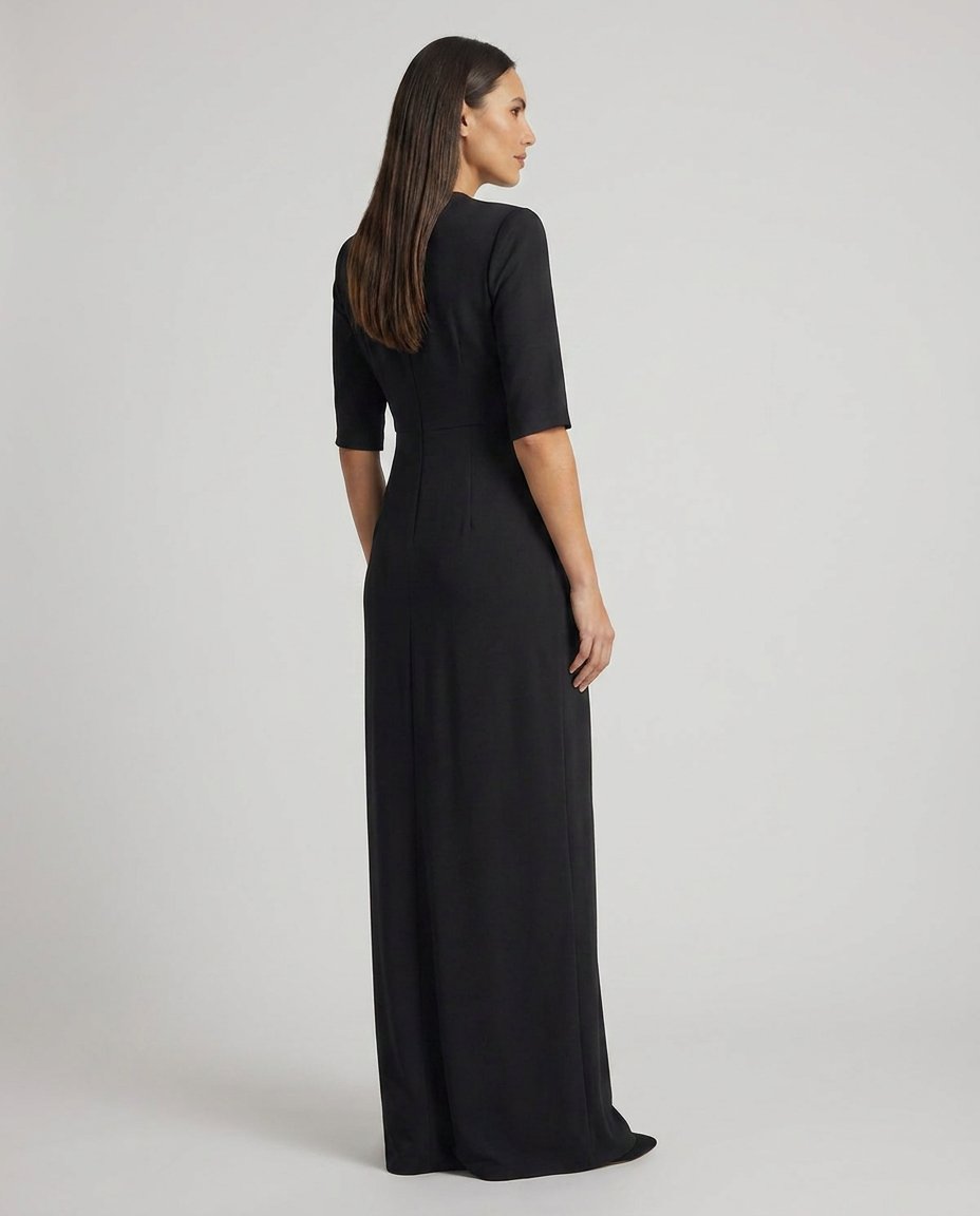 Nerissa Black Satin Look Cocktail Dress - three-quarter back
