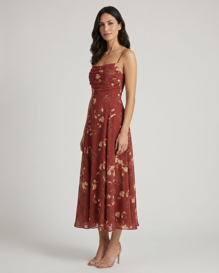 Noemie Red Floral Maxi Dress side