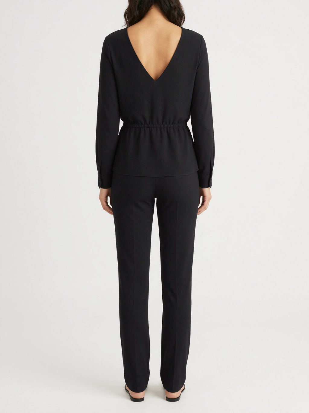 Noor black blouse, back view