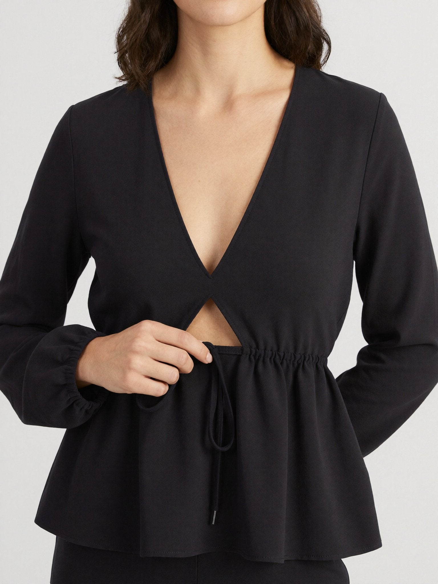 Noor blouse gathered waist drawstring detail
