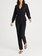 Noor black blouse, walking pose