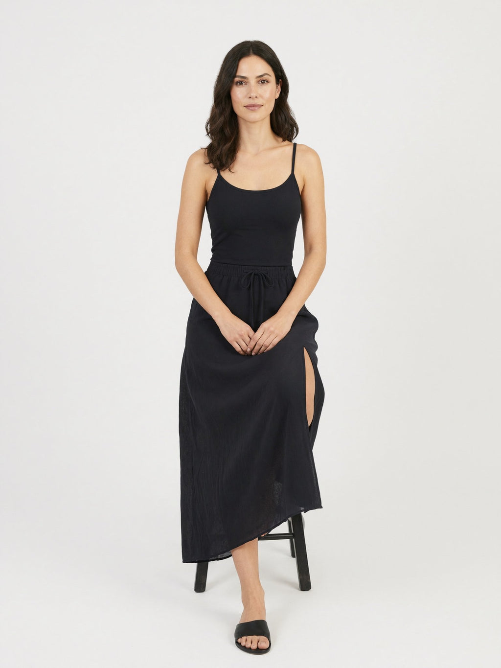 Nova | Black Maxi Skirt with Side Split