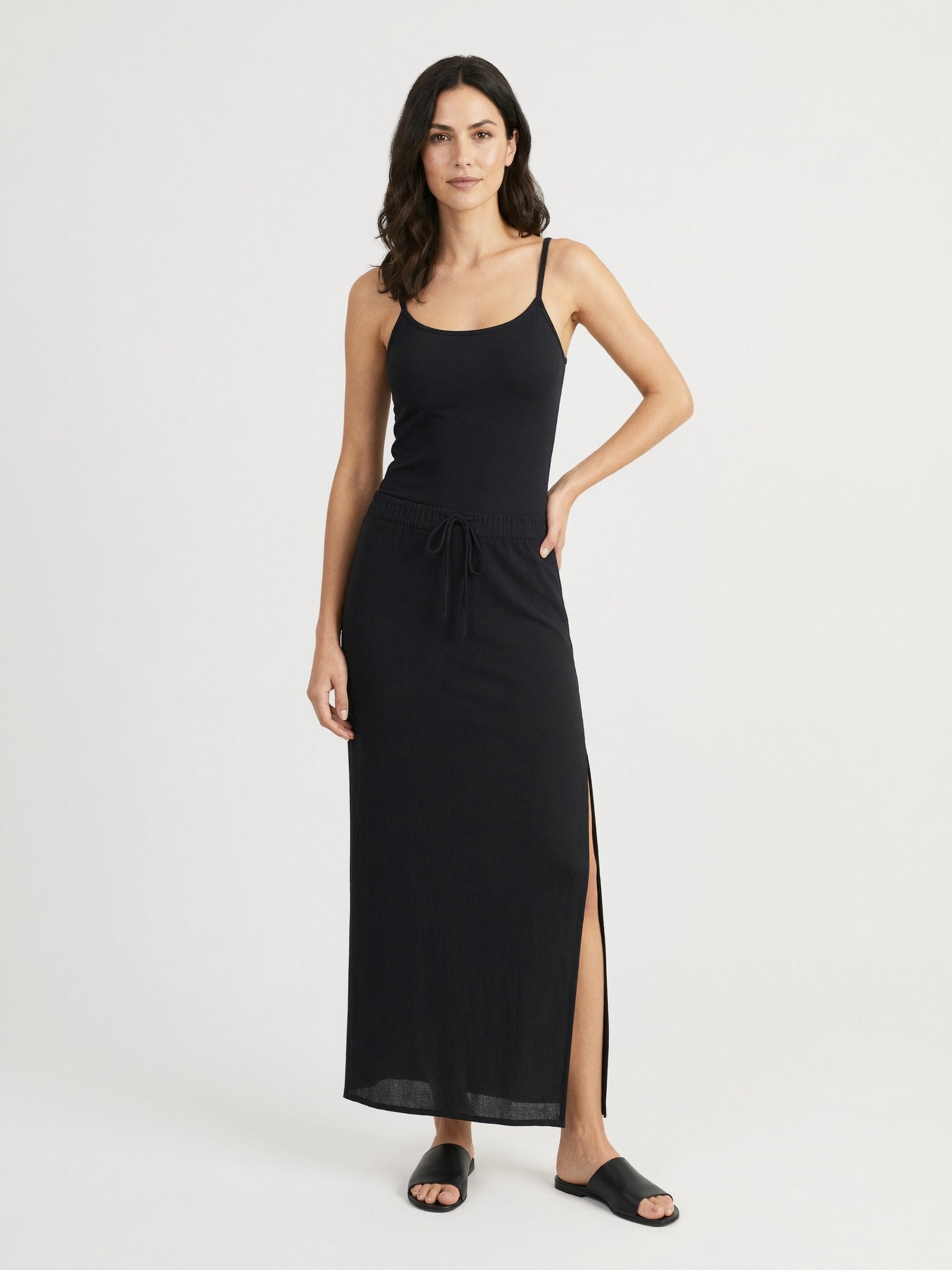 Nova | Black Maxi Skirt with Side Split