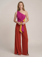 Odette jumpsuit tie belt detail