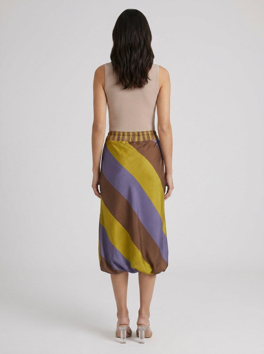 Odette striped midi skirt, back view